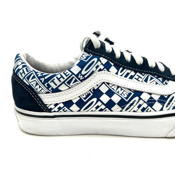 Vans Old Skool Blue White Off The Wall Logo Suede Sneakers Women's 8.5 Mens 7.0 - Picture 16 of 16